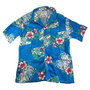 Men’s Hawaii Blues Made In USA Button Up Short Sleeve‎ Hawaiian Shirt Size XL